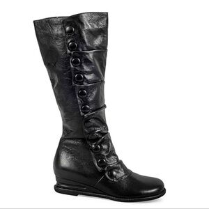 Mix Mooz Black Leather Bloom Bobby Boots 7.5 Wide Calf